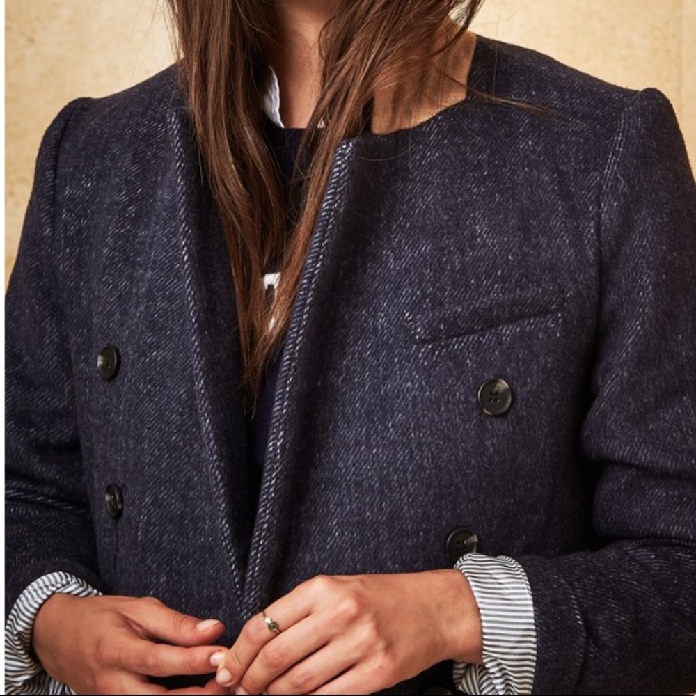 Court & Rowe Blair Coat Blue Double Breasted Twill - Picture 11 of 12